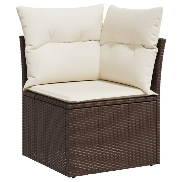 sofasæt til haven 9 dele med hynder polyrattan brun