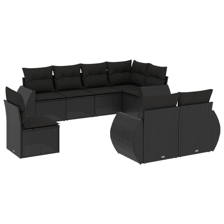 sofasæt til haven 8 dele med hynder polyrattan sort