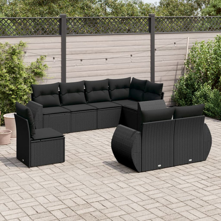 sofasæt til haven 8 dele med hynder polyrattan sort