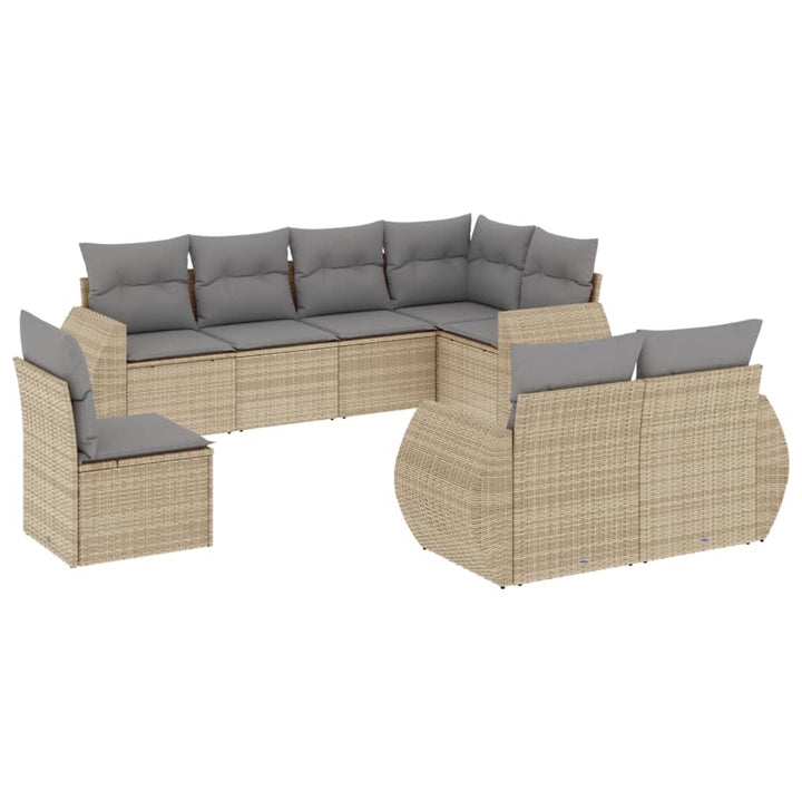 sofasæt til haven 8 dele med hynder polyrattan beige