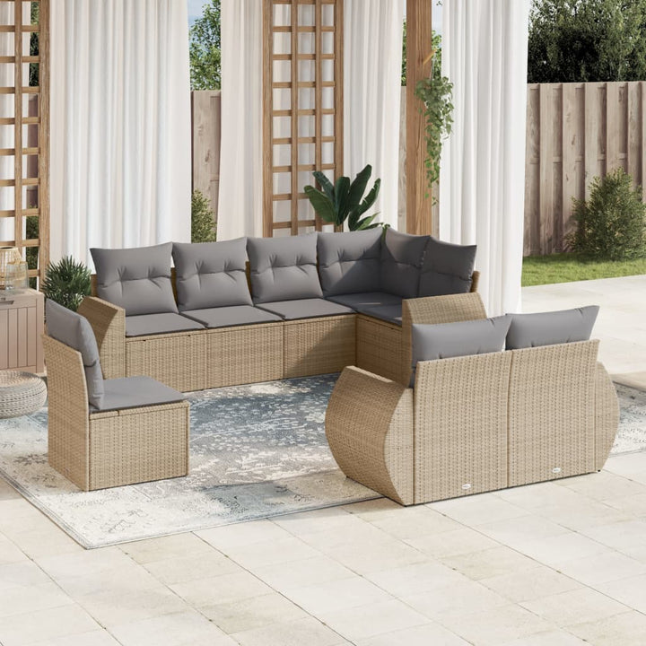 sofasæt til haven 8 dele med hynder polyrattan beige