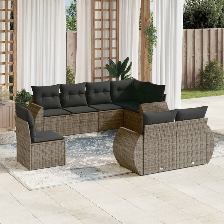 sofasæt til haven 8 dele med hynder polyrattan grå