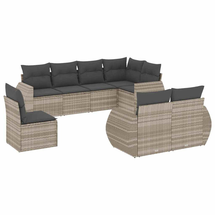 sofasæt til haven 8 dele med hynder polyrattan lysegrå