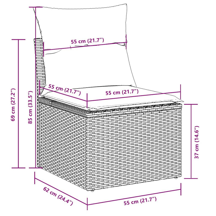 sofasæt til haven 8 dele med hynder polyrattan lysegrå