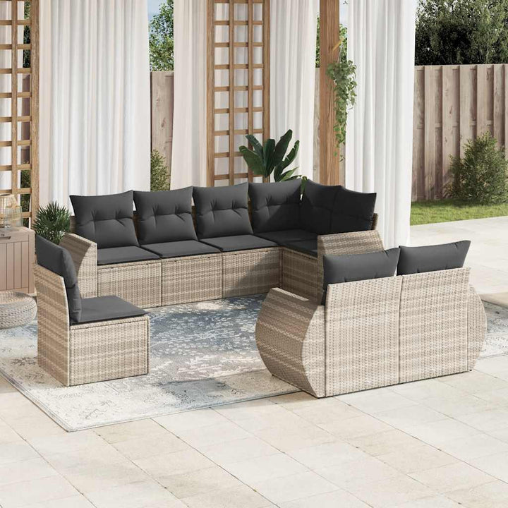 sofasæt til haven 8 dele med hynder polyrattan lysegrå