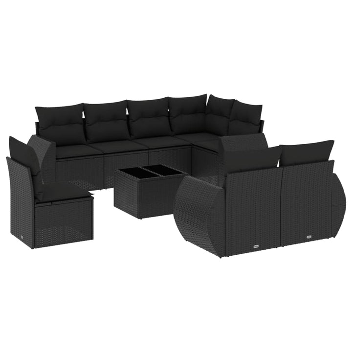 sofasæt til haven 9 dele med hynder polyrattan sort