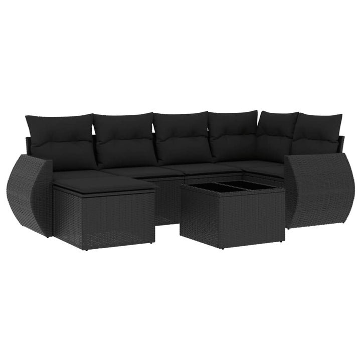 sofasæt til haven 7 dele med hynder polyrattan sort