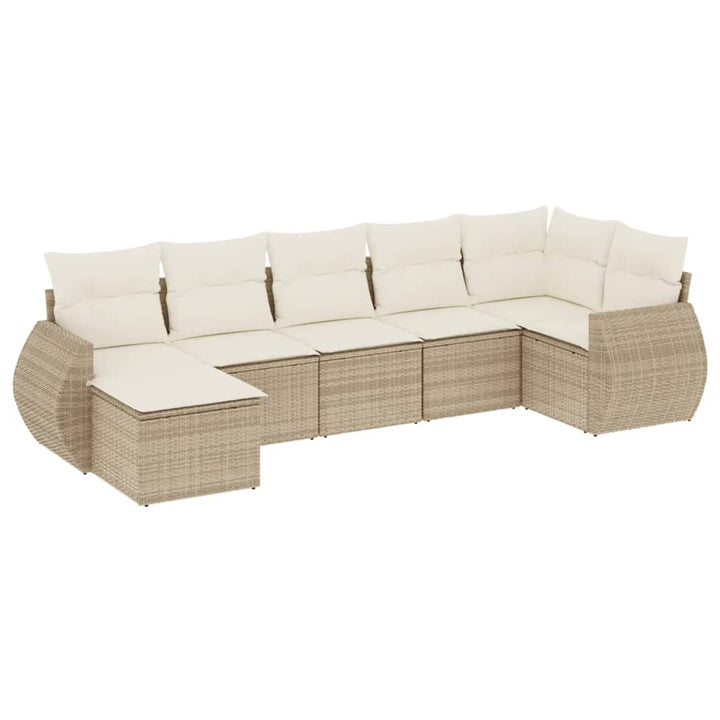sofasæt til haven 7 dele med hynder polyrattan beige
