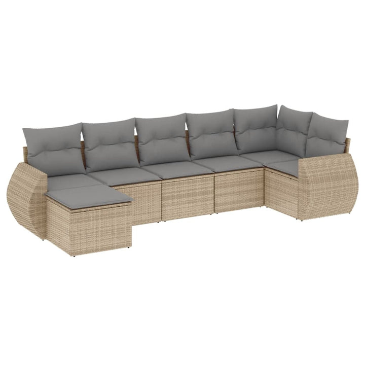 sofasæt til haven 7 dele med hynder polyrattan beige