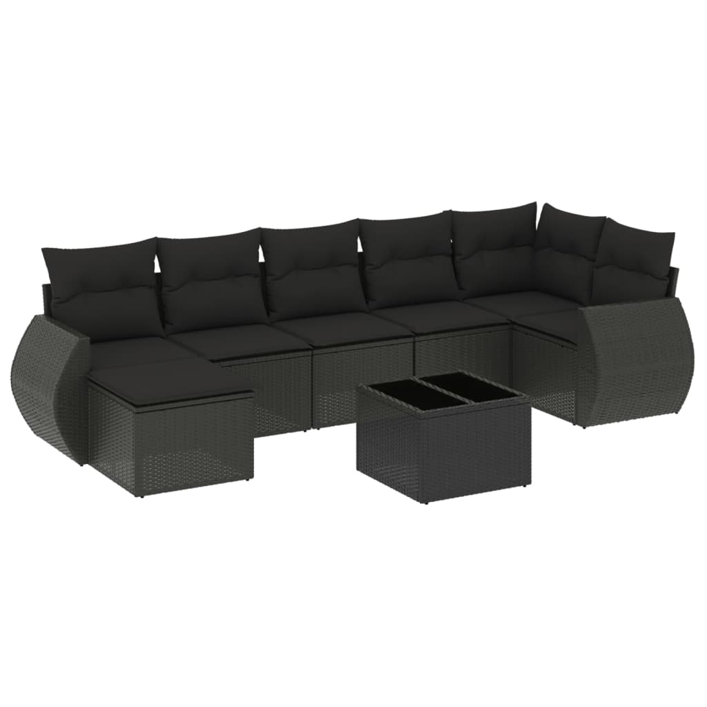 sofasæt til haven 8 dele med hynder polyrattan sort