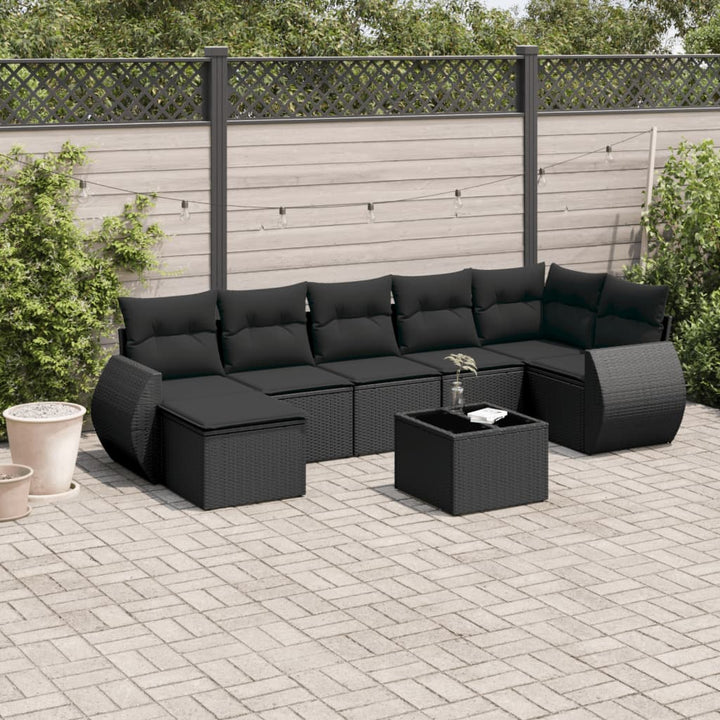 sofasæt til haven 8 dele med hynder polyrattan sort