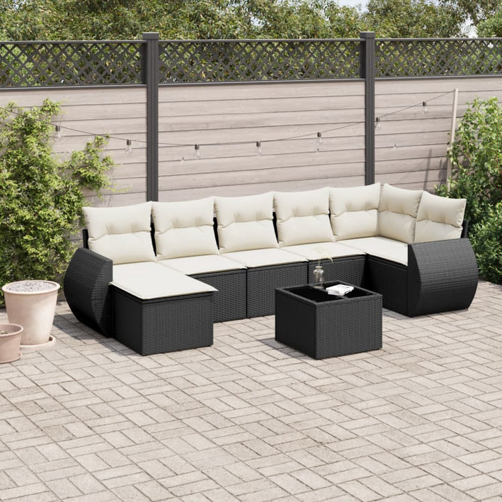 sofasæt til haven 8 dele med hynder polyrattan sort