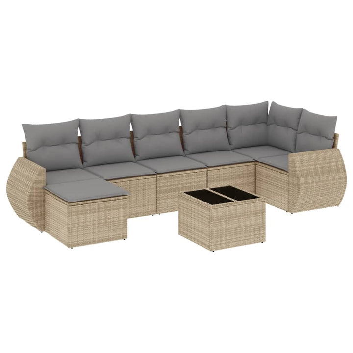 sofasæt til haven 8 dele med hynder polyrattan beige