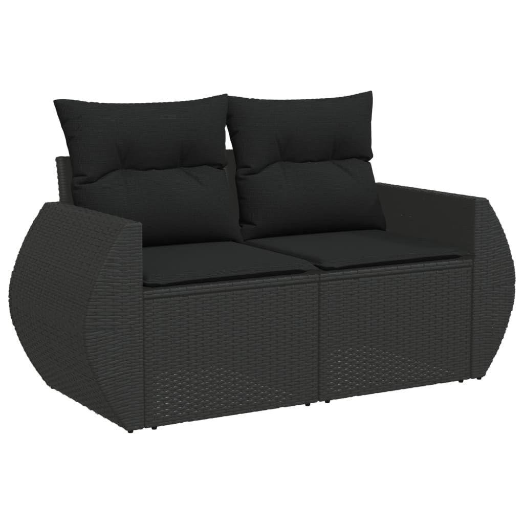sofasæt til haven 7 dele med hynder polyrattan sort