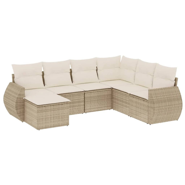 sofasæt til haven 7 dele med hynder polyrattan beige