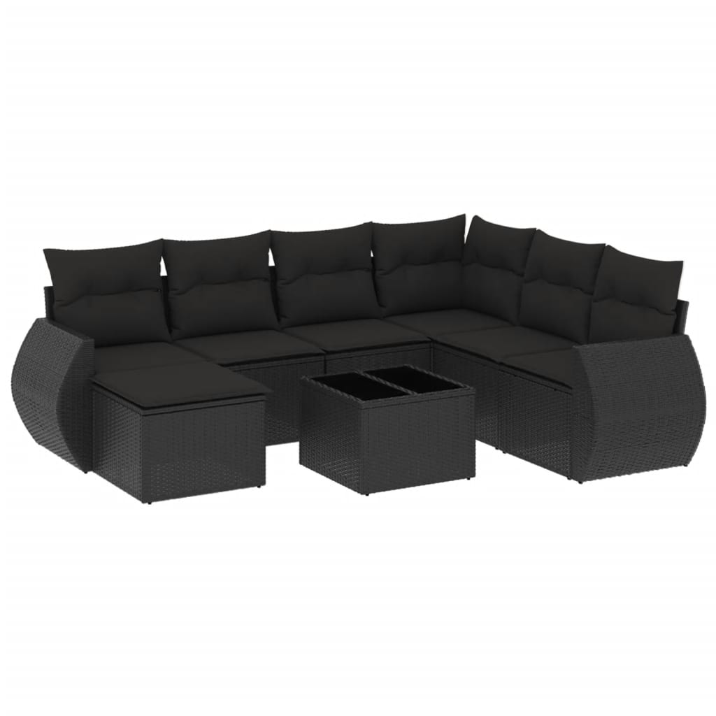 sofasæt til haven 8 dele med hynder polyrattan sort