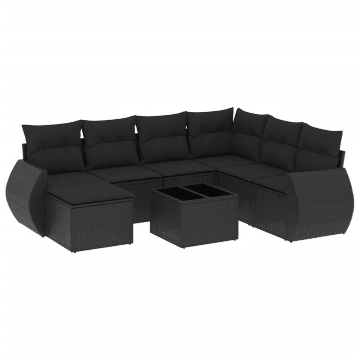 sofasæt til haven 8 dele med hynder polyrattan sort