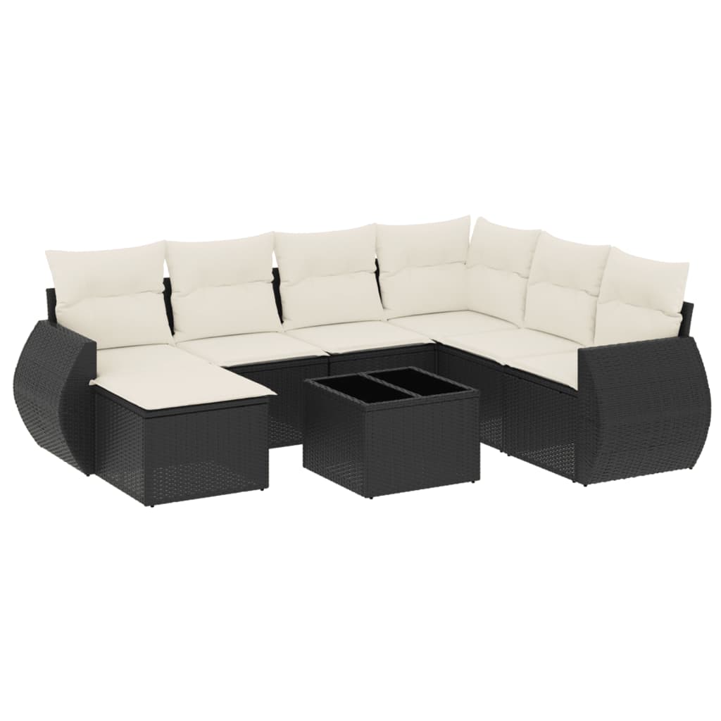 sofasæt til haven 8 dele med hynder polyrattan sort