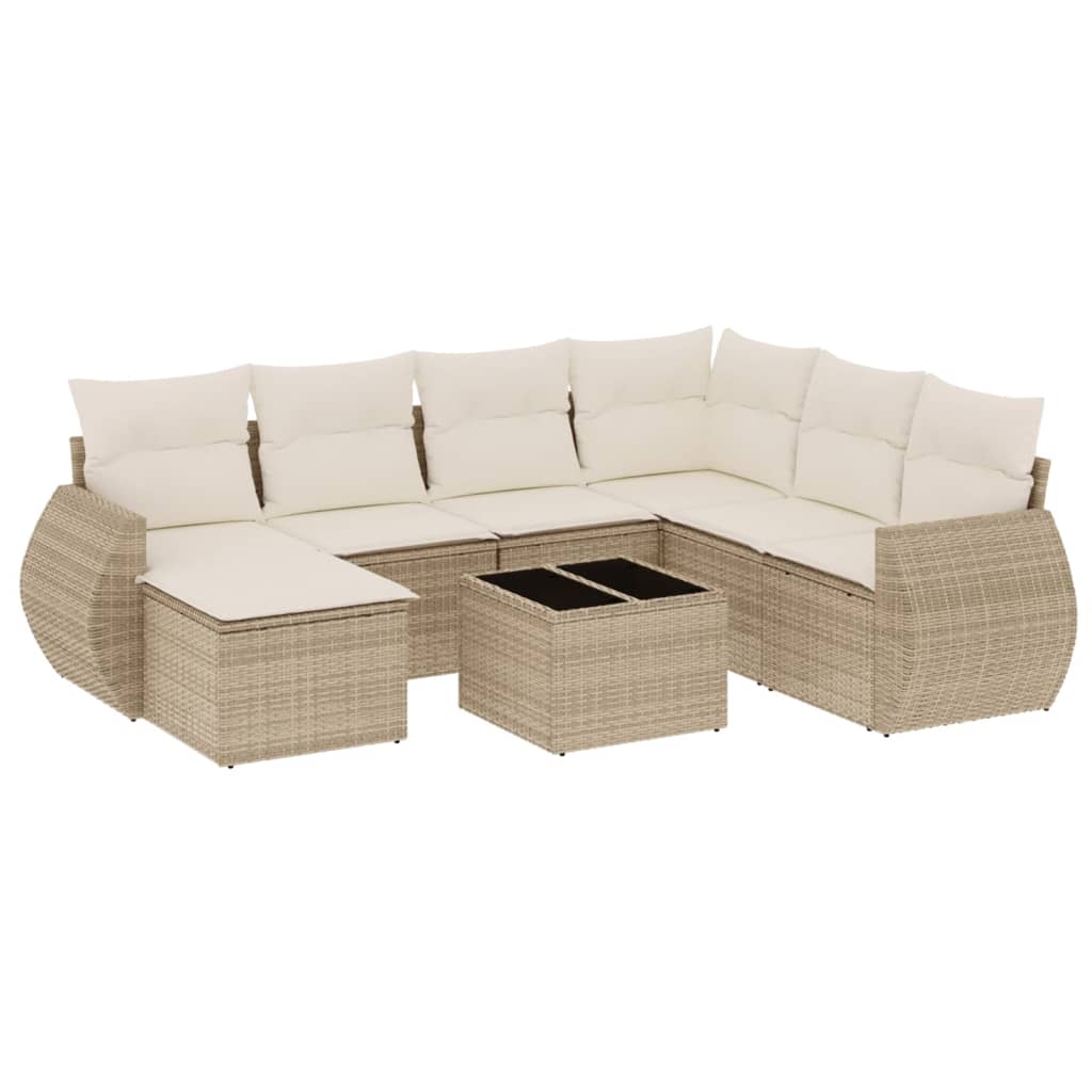 sofasæt til haven 8 dele med hynder polyrattan beige