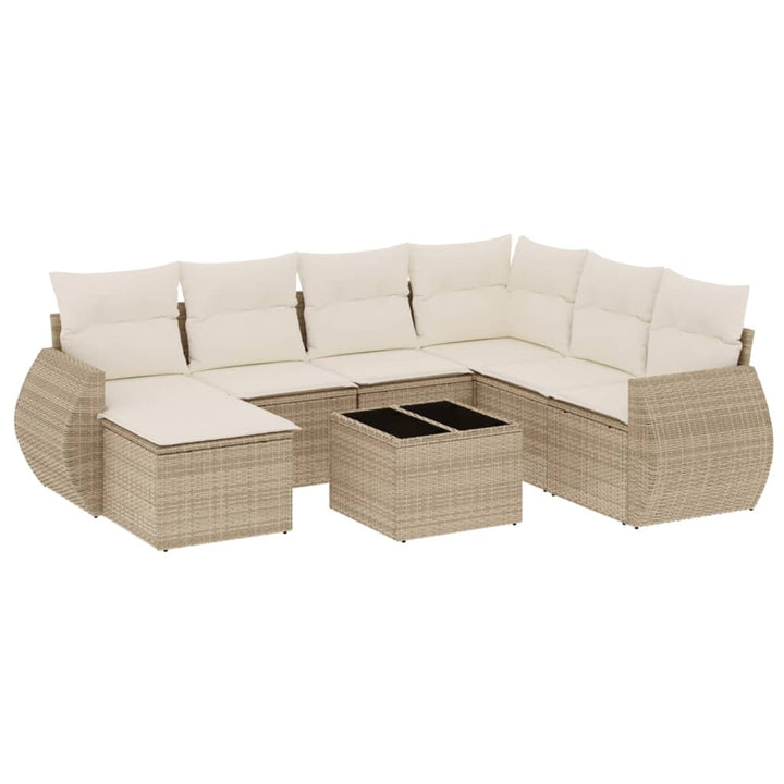 sofasæt til haven 8 dele med hynder polyrattan beige