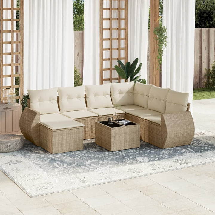 sofasæt til haven 8 dele med hynder polyrattan beige