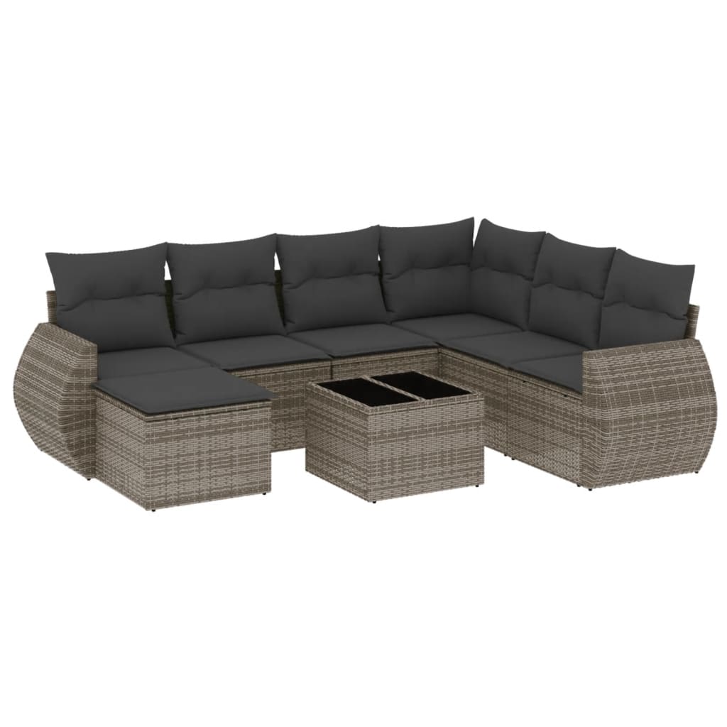 sofasæt til haven 8 dele med hynder polyrattan grå