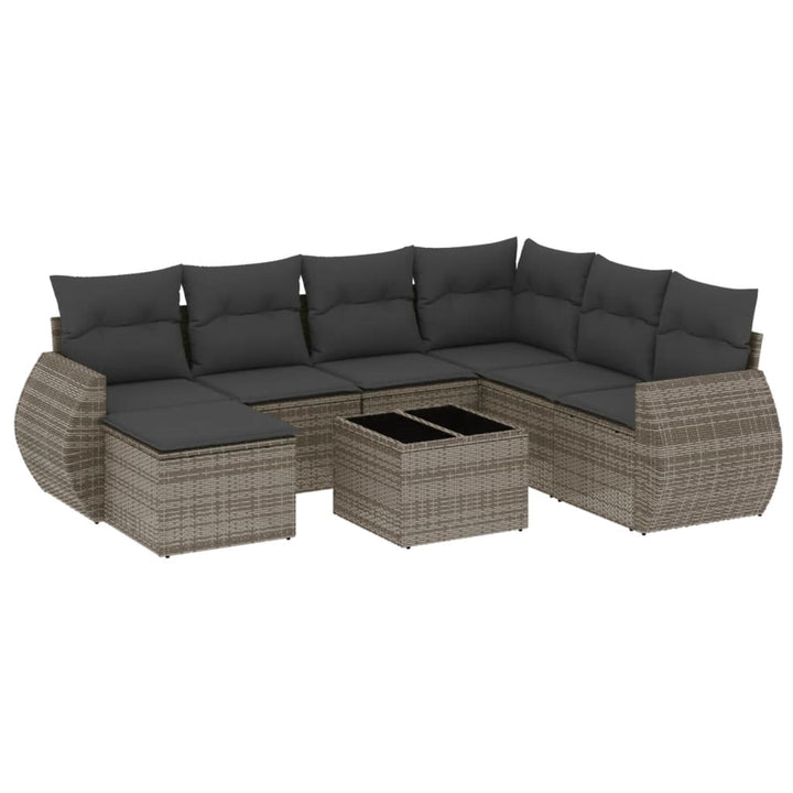 sofasæt til haven 8 dele med hynder polyrattan grå