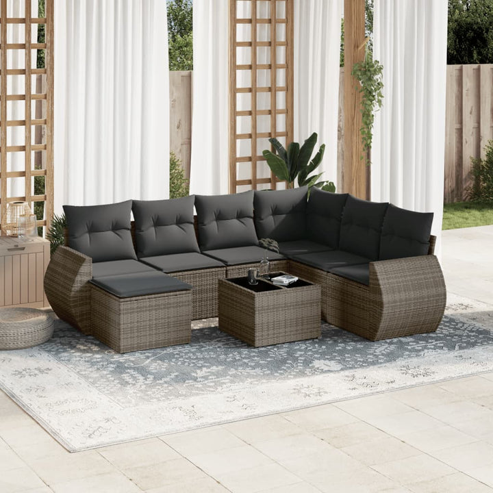 sofasæt til haven 8 dele med hynder polyrattan grå