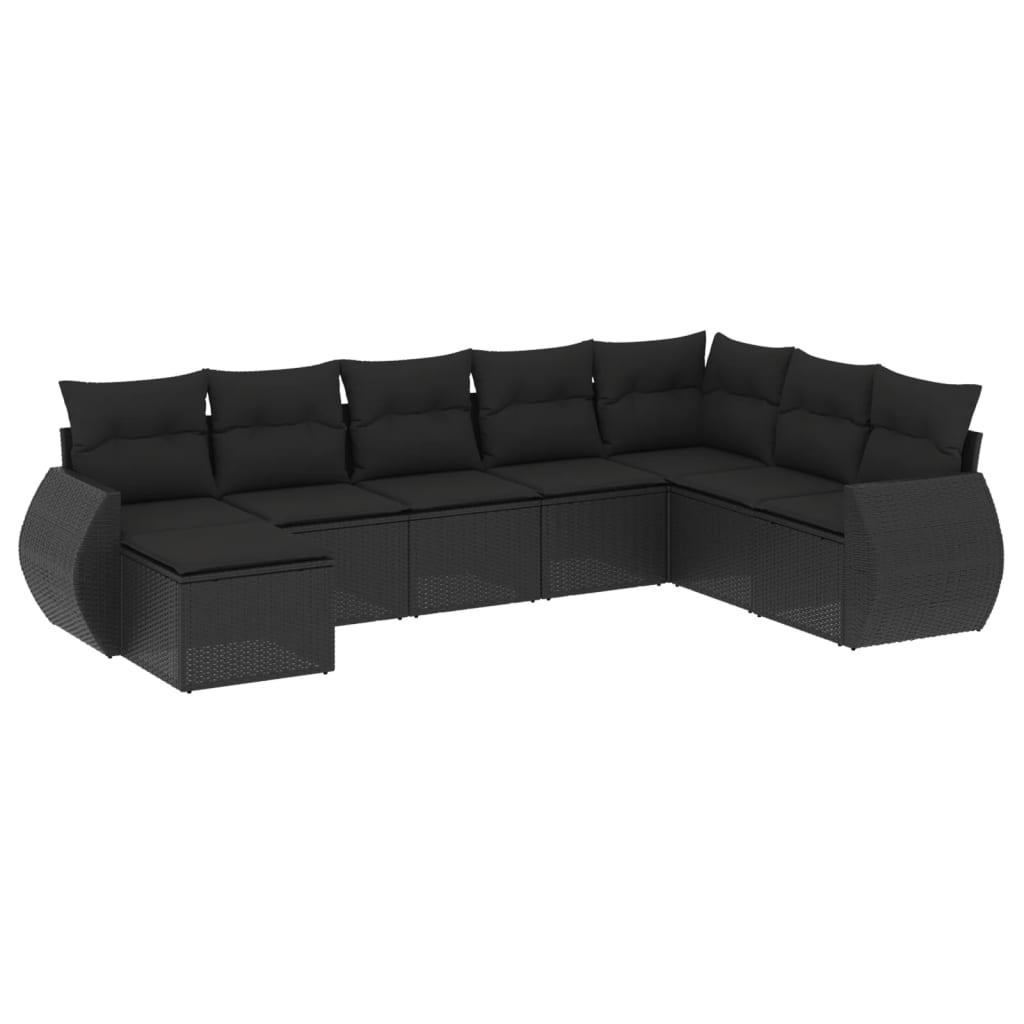 sofasæt til haven 8 dele med hynder polyrattan sort