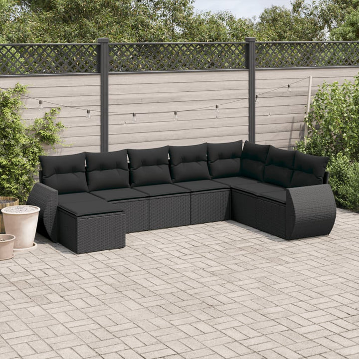 sofasæt til haven 8 dele med hynder polyrattan sort