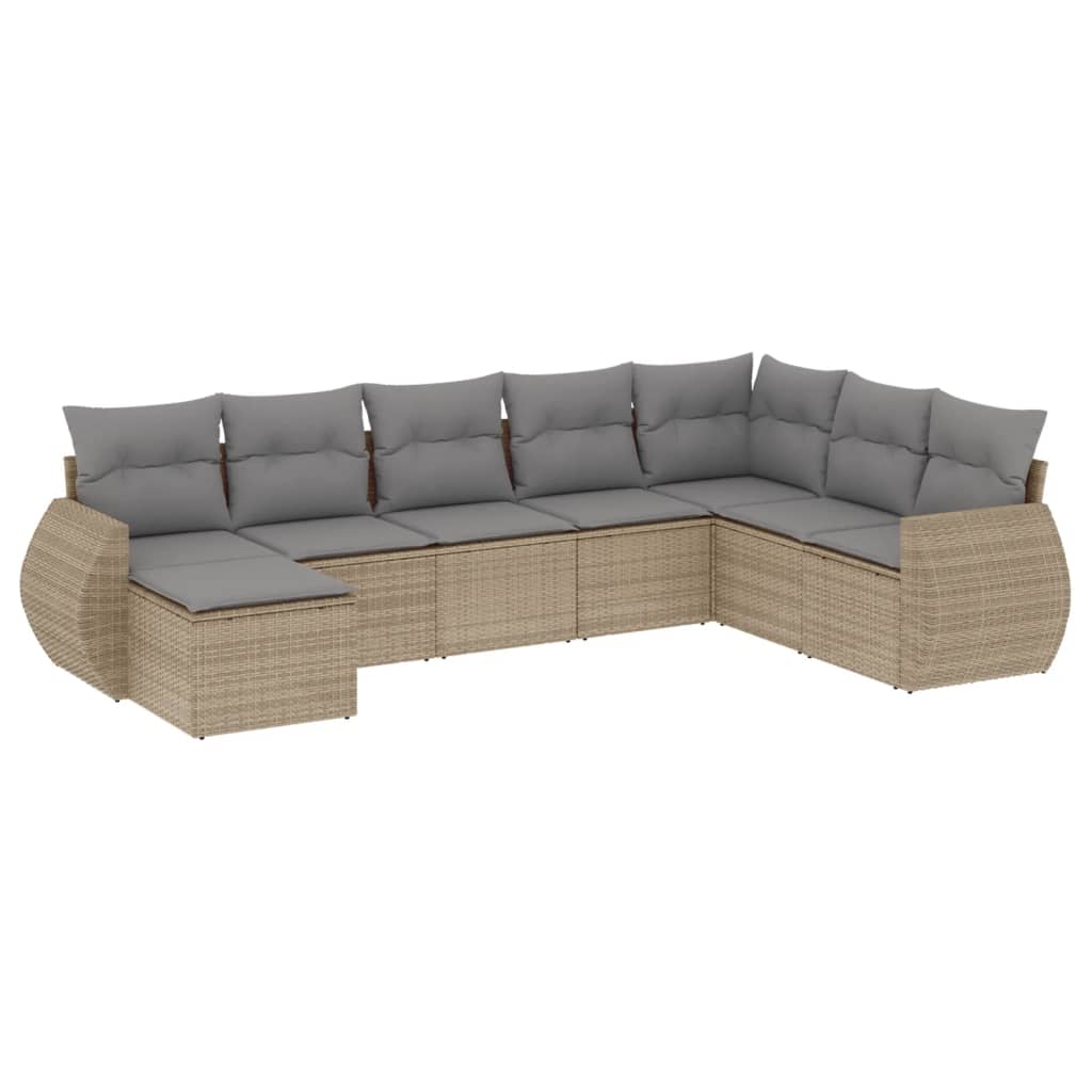 sofasæt til haven 8 dele med hynder polyrattan beige