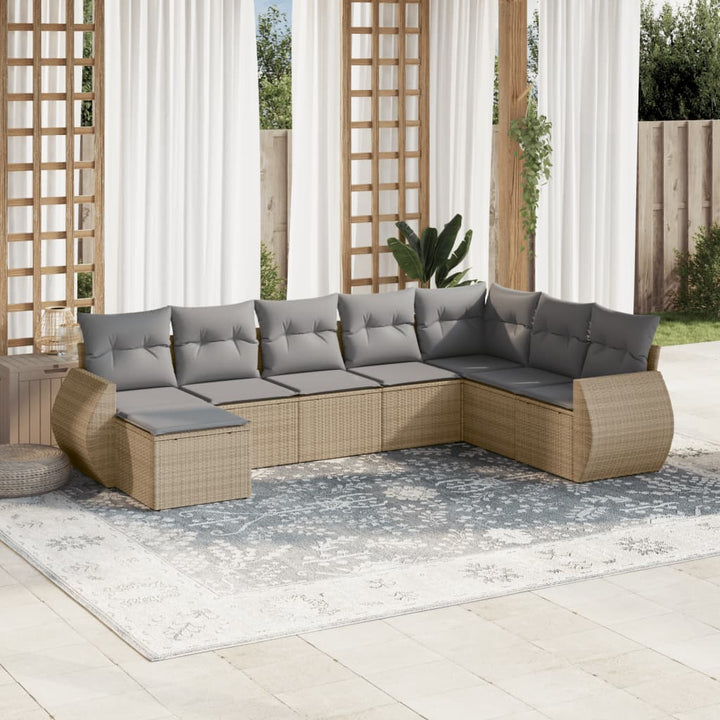 sofasæt til haven 8 dele med hynder polyrattan beige