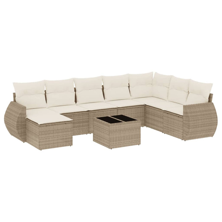 sofasæt til haven 9 dele med hynder polyrattan beige