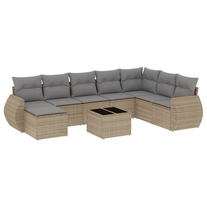 sofasæt til haven 9 dele med hynder polyrattan beige