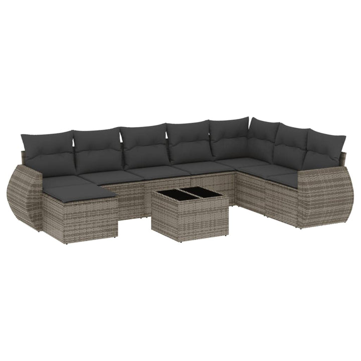 sofasæt til haven 9 dele med hynder polyrattan grå
