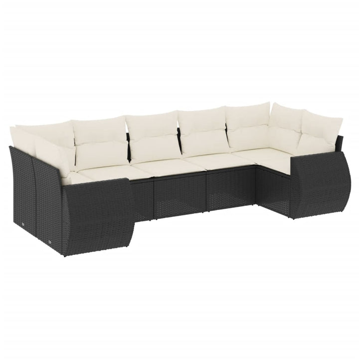 sofasæt til haven 7 dele med hynder polyrattan sort