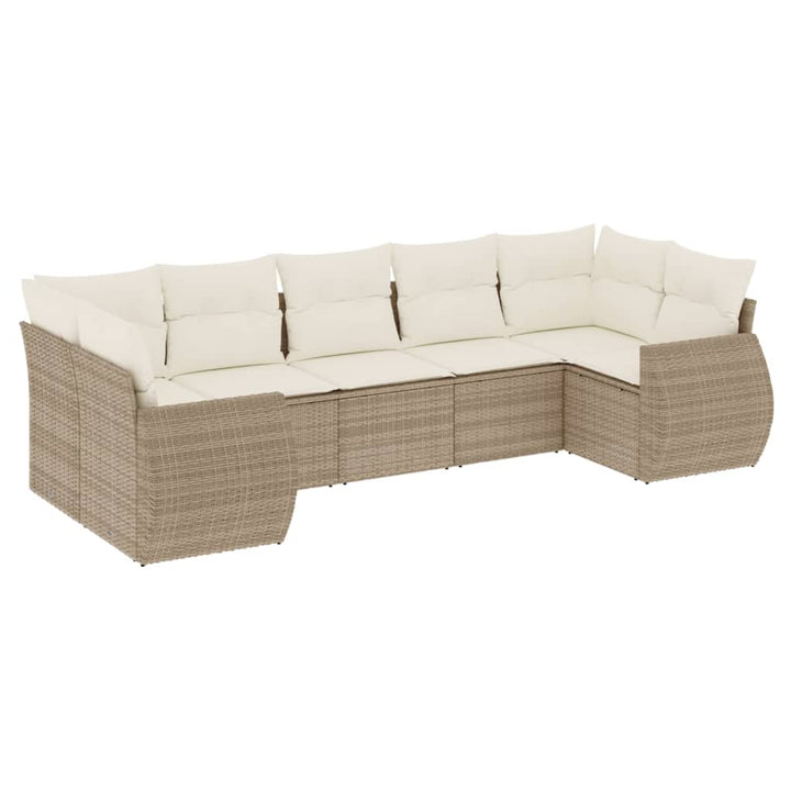 sofasæt til haven 7 dele med hynder polyrattan beige