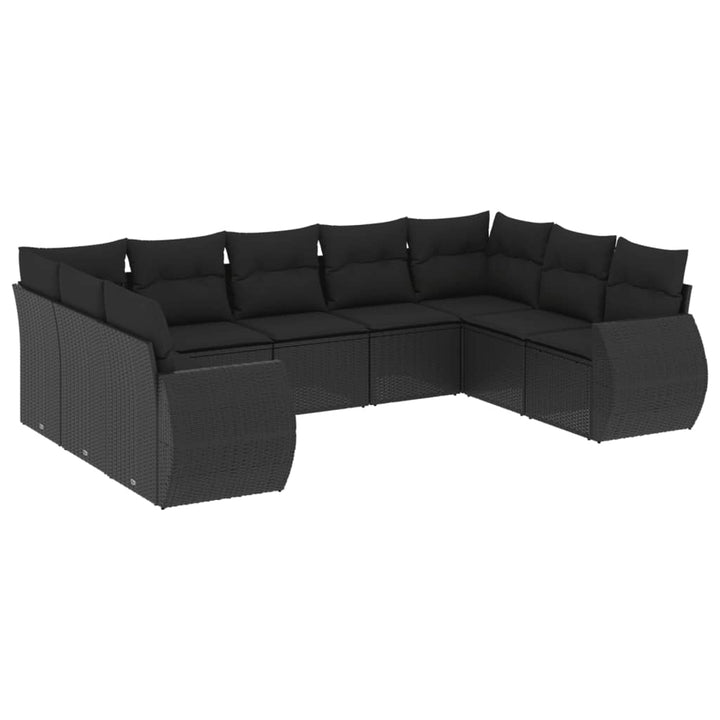 sofasæt til haven 9 dele med hynder polyrattan sort
