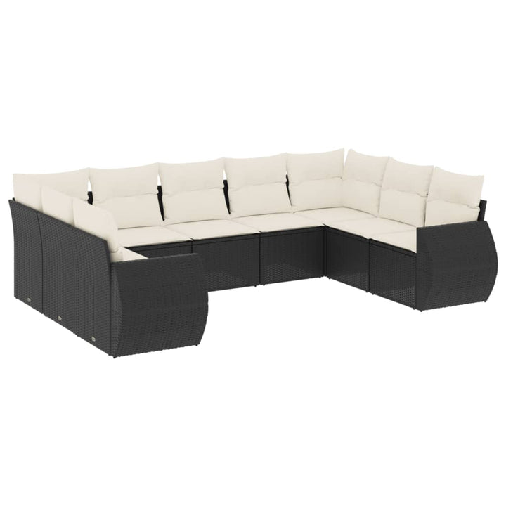 sofasæt til haven 9 dele med hynder polyrattan sort