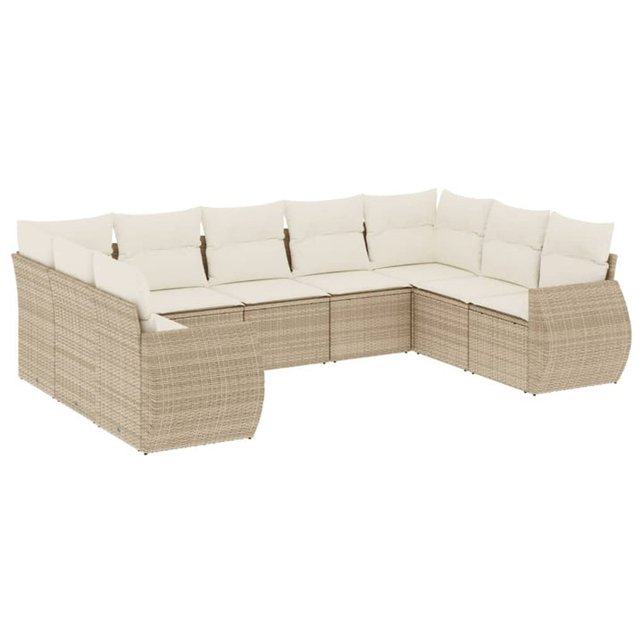 sofasæt til haven 9 dele med hynder polyrattan beige