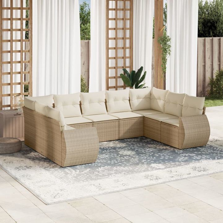 sofasæt til haven 9 dele med hynder polyrattan beige