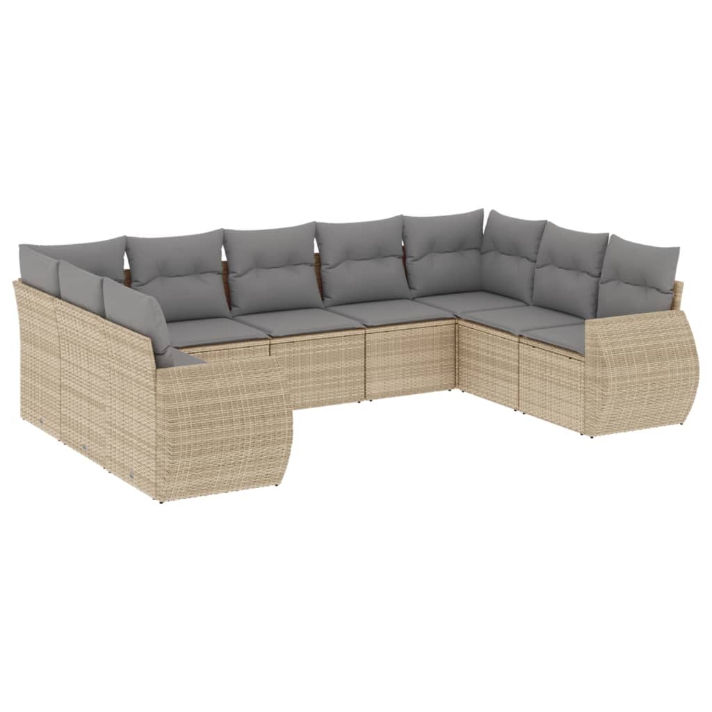 sofasæt til haven 9 dele med hynder polyrattan beige