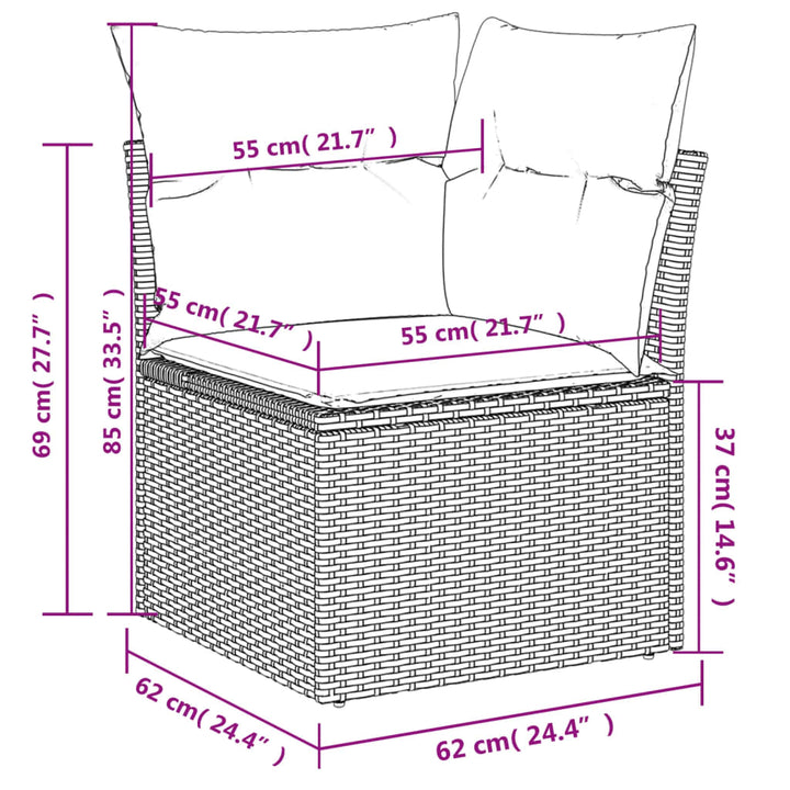 sofasæt til haven 9 dele med hynder polyrattan lysegrå