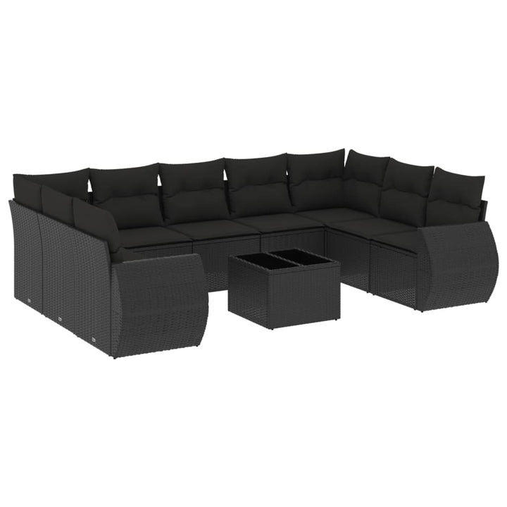 sofasæt til haven 10 dele med hynder polyrattan sort