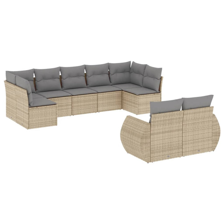 sofasæt til haven 9 dele med hynder polyrattan beige