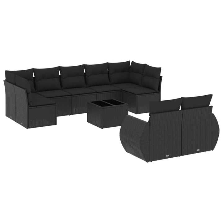 sofasæt til haven 10 dele med hynder polyrattan sort