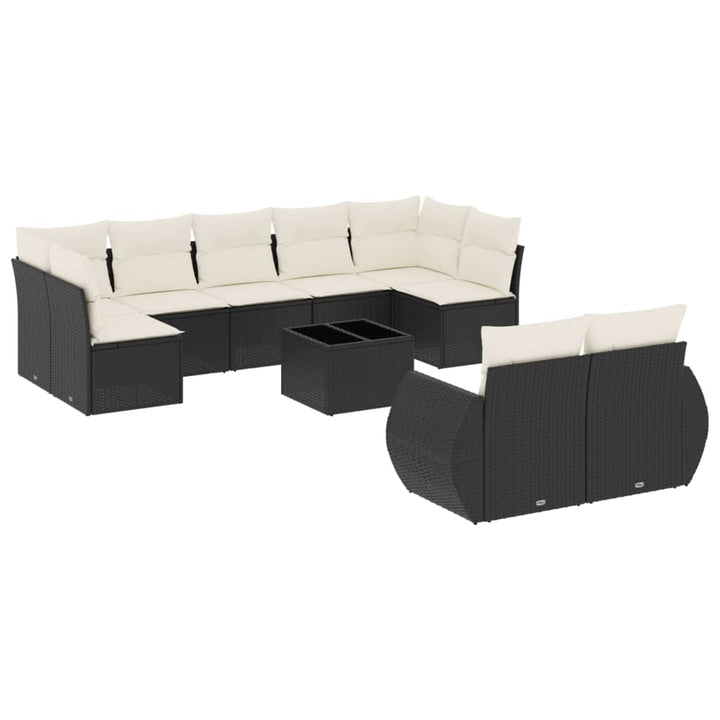 sofasæt til haven 10 dele med hynder polyrattan sort