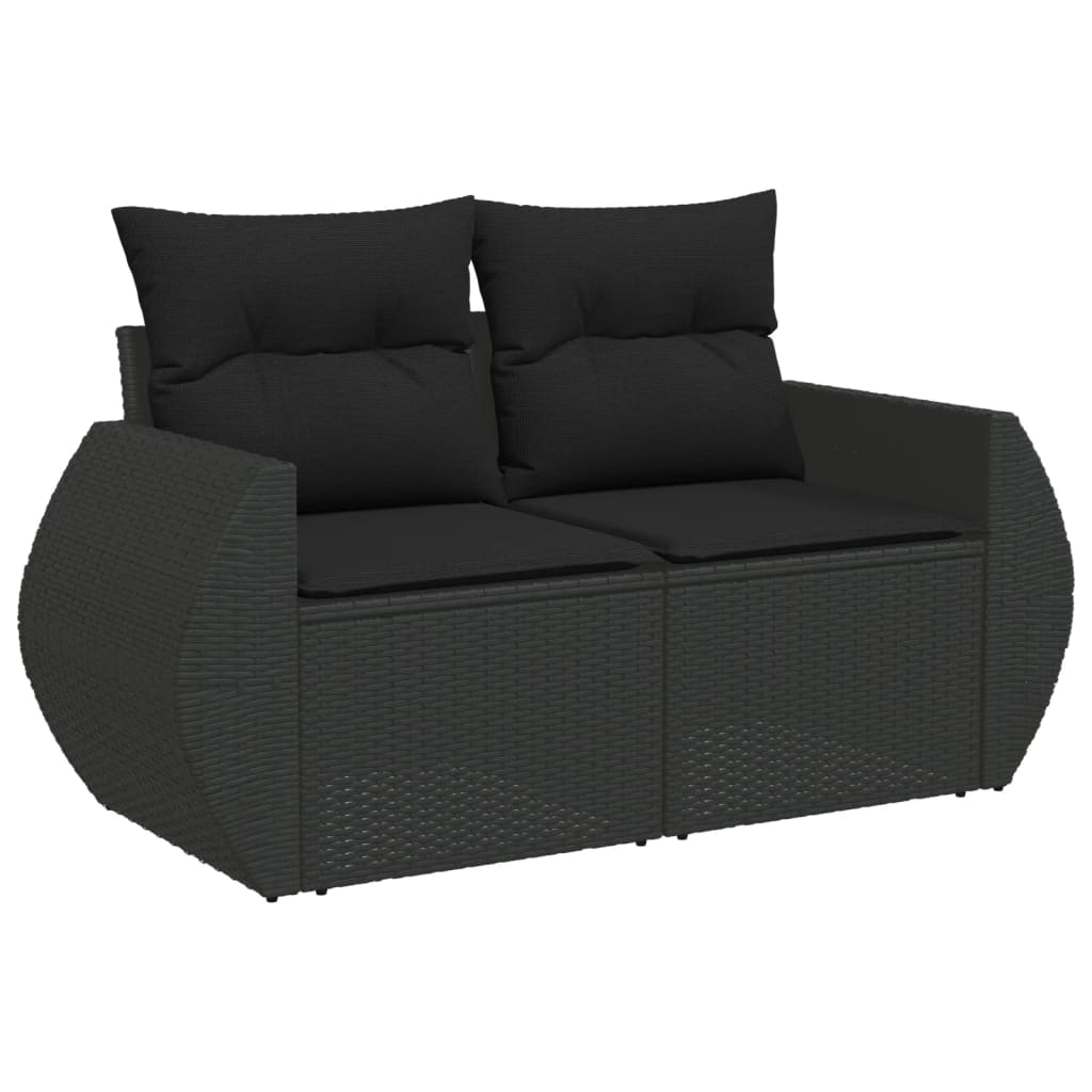 sofasæt til haven 9 dele med hynder polyrattan sort