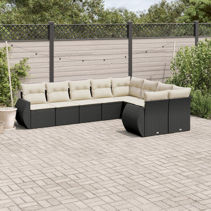 sofasæt til haven 9 dele med hynder polyrattan sort