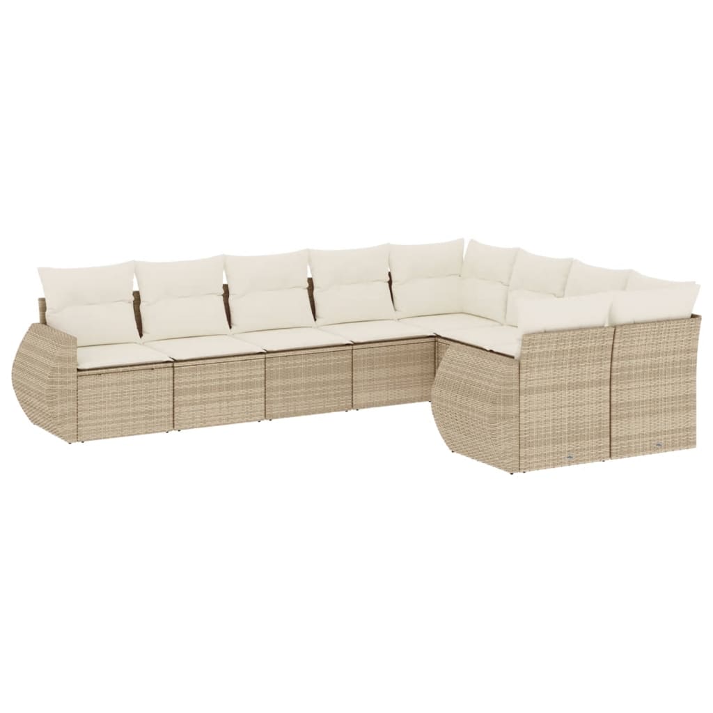 sofasæt til haven 9 dele med hynder polyrattan beige
